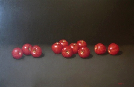 &quot;Manzanas&quot;, óleo s / t, 64 x 100 cm.